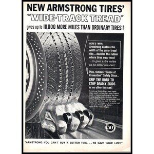 1962 Armstrong Tires 50th Anniversary Wide Track Vintage Print Ad Wall Art Photo